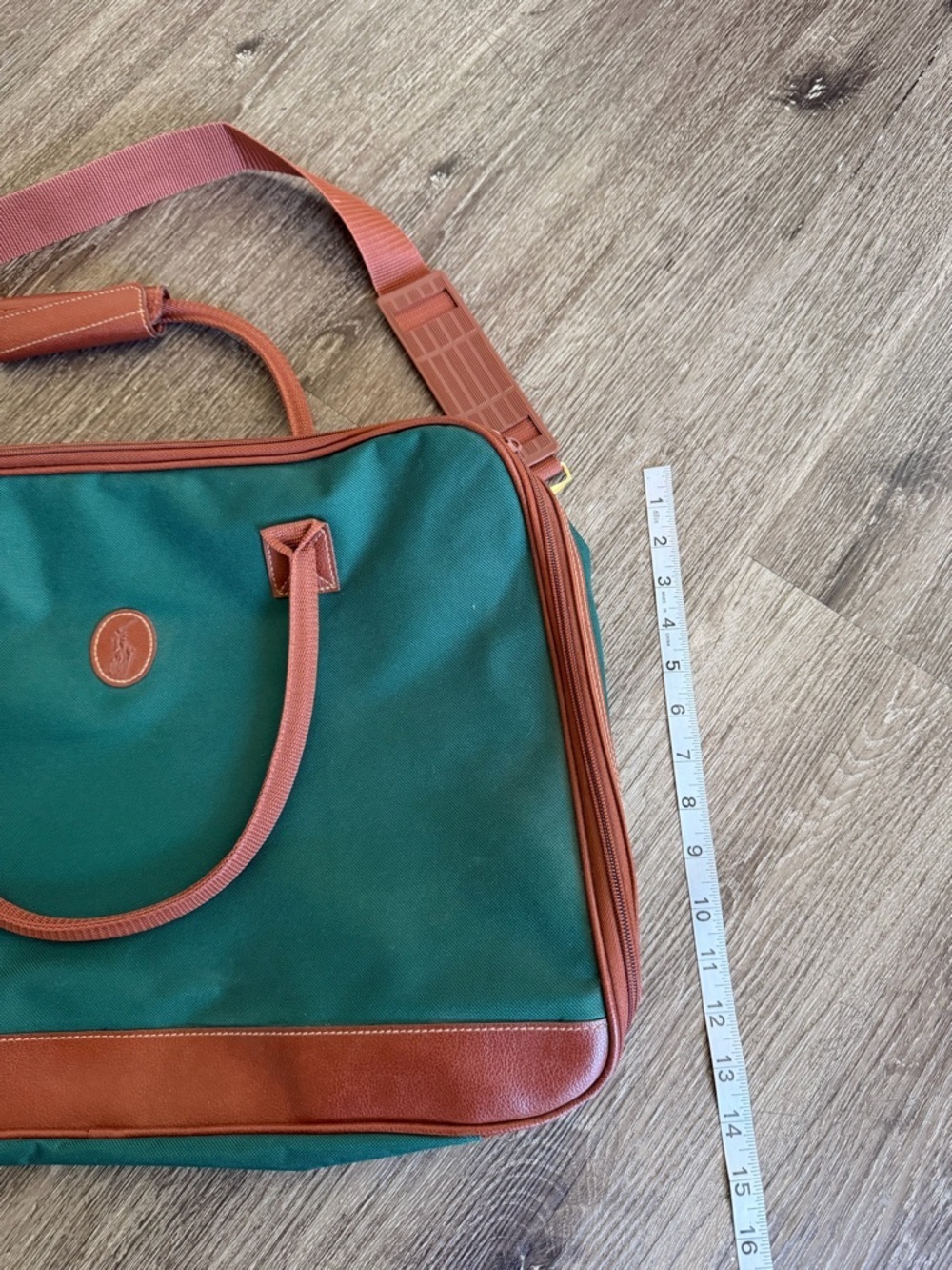 Ralph Lauren Green and Brown Travel Tote with Shoulder Strap - Picture 4 of 7